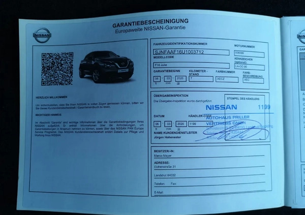 Nissan Juke cena 75900 przebieg: 52950, rok produkcji 2020 z Kraków małe 631